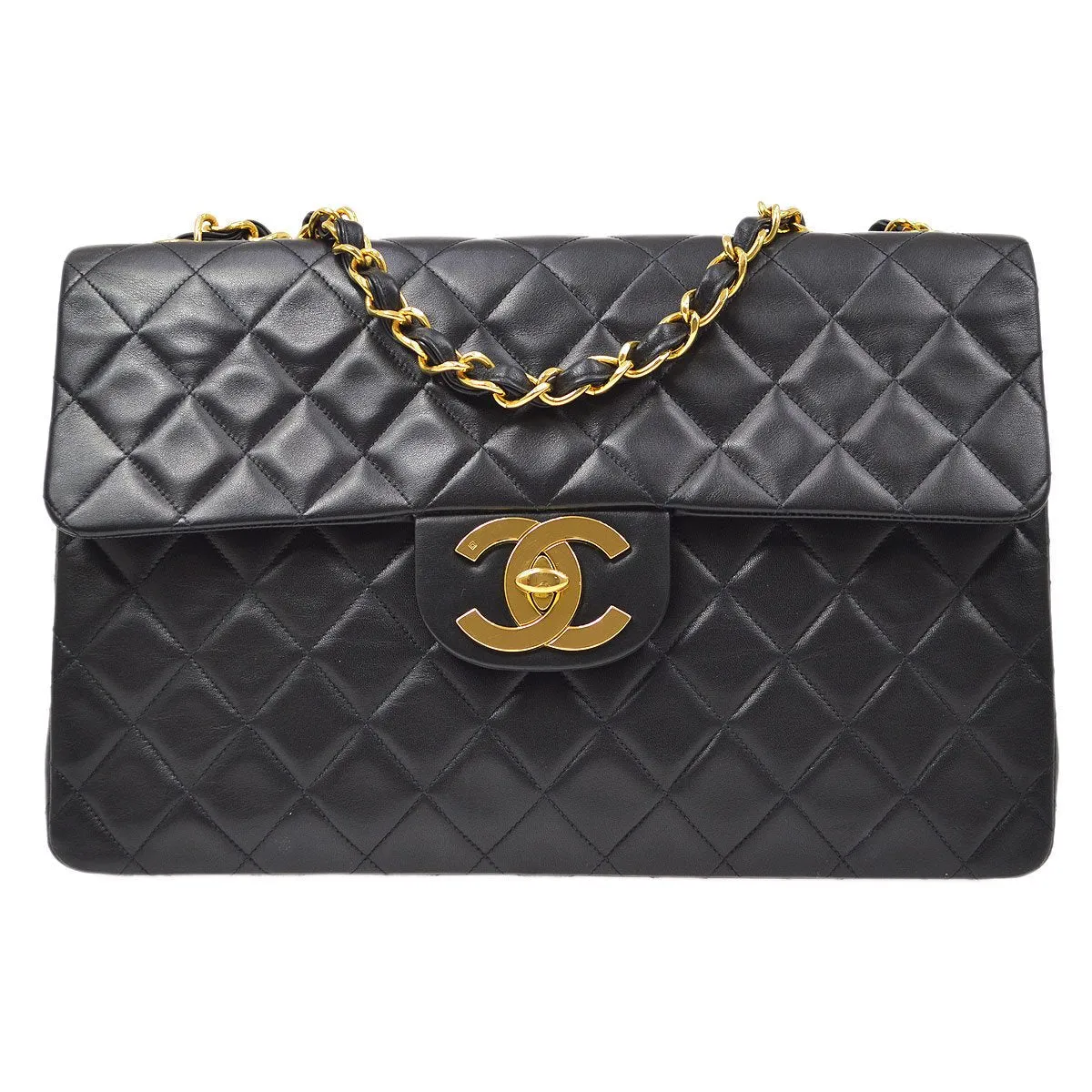 CHANEL 1994-1996 Classic Flap Maxi Black Lambskin 70688