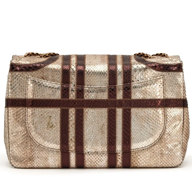 CHANEL PARIS-BOMBAY METALLIC PYTHON LARGE CLASSIC SINGLE FLAP BAG