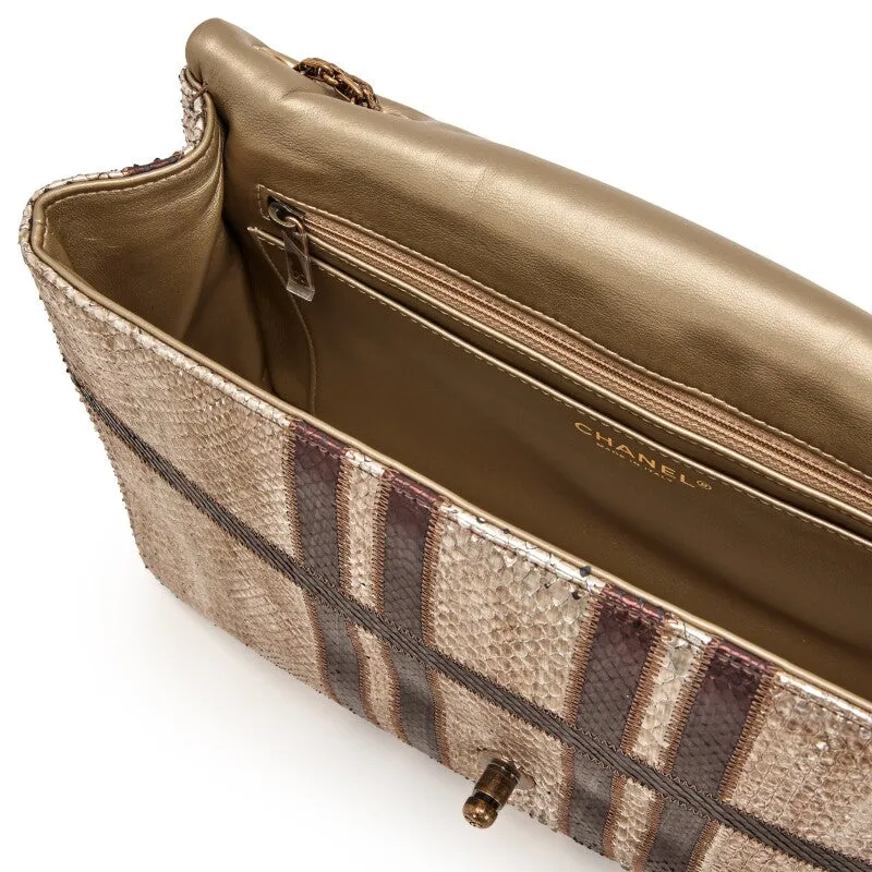 CHANEL PARIS-BOMBAY METALLIC PYTHON LARGE CLASSIC SINGLE FLAP BAG