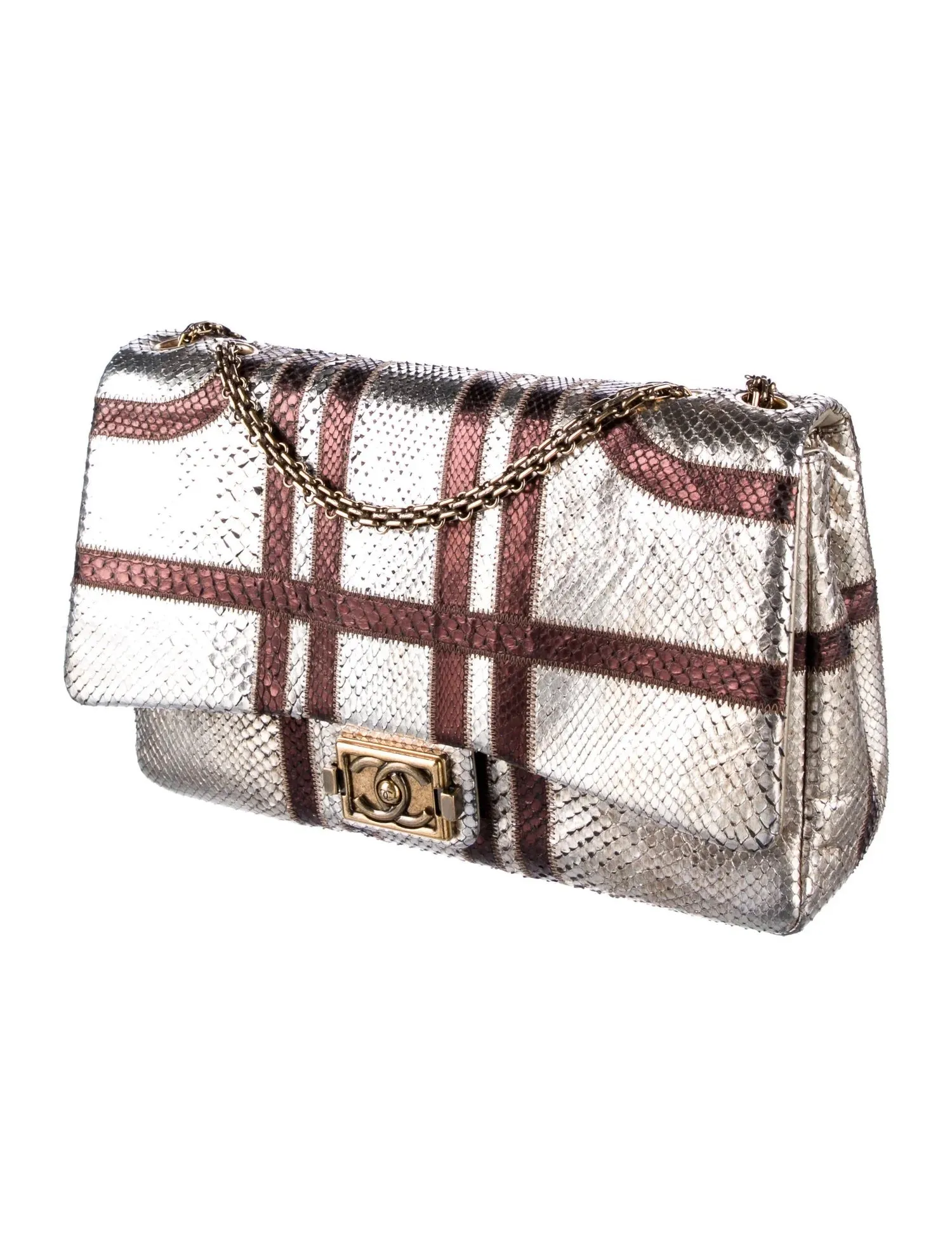 CHANEL PARIS-BOMBAY METALLIC PYTHON LARGE CLASSIC SINGLE FLAP BAG