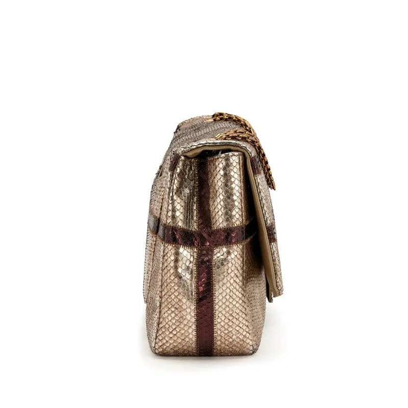 CHANEL PARIS-BOMBAY METALLIC PYTHON LARGE CLASSIC SINGLE FLAP BAG