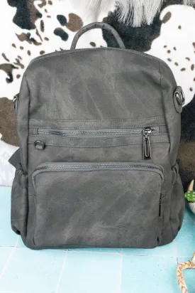Charmed Life Gray Faux Leather Backpack Tote