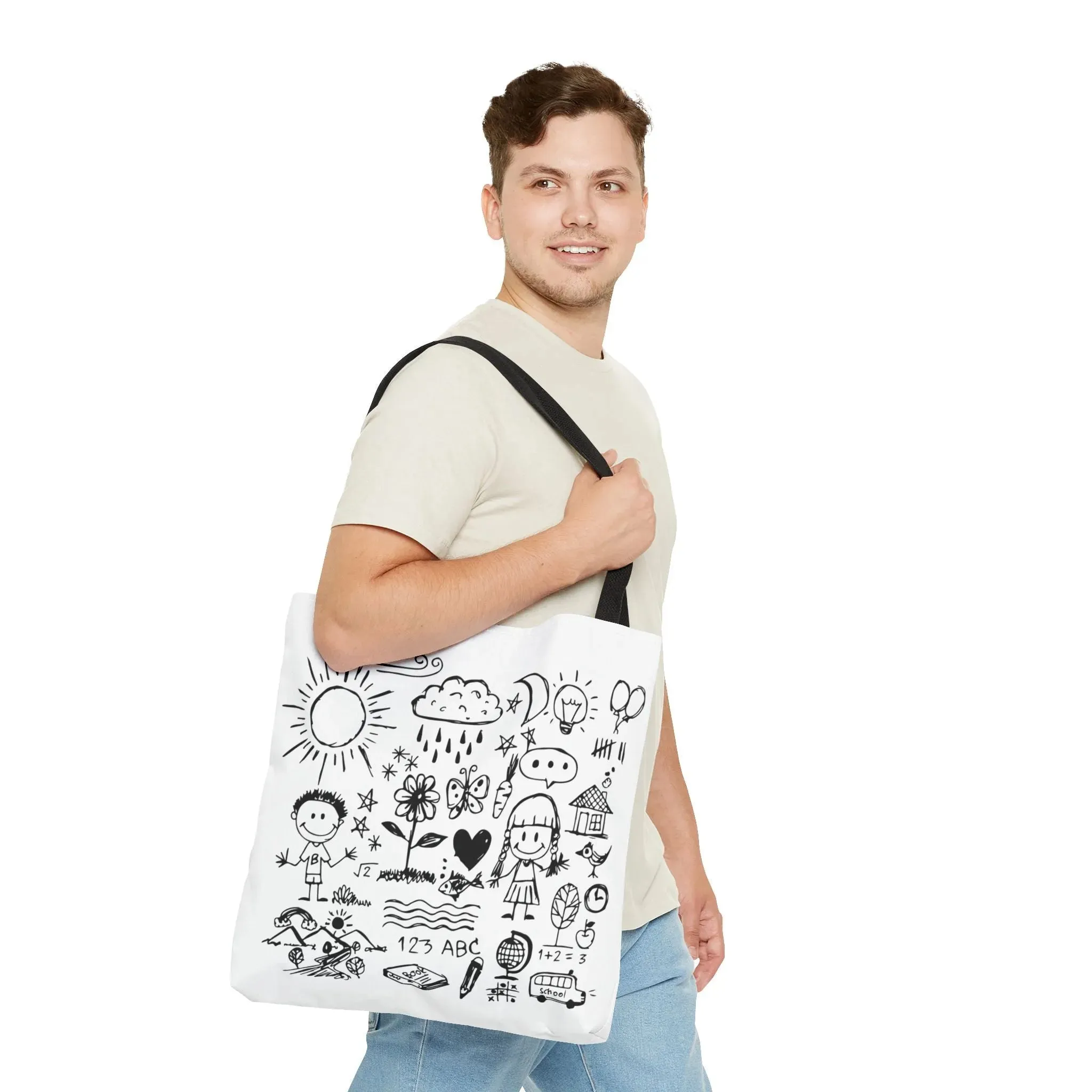 Children Hand Draw Tote Bag (AOP)