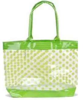 Clear Tote Bag with Polka Dots - Green