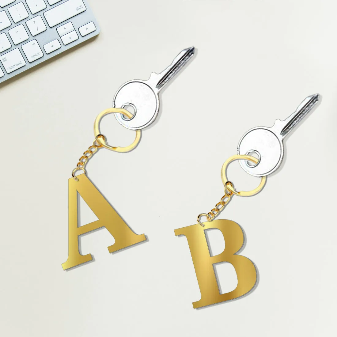 Custom Keychain Monogram Acrylic Key Chain Set of 2