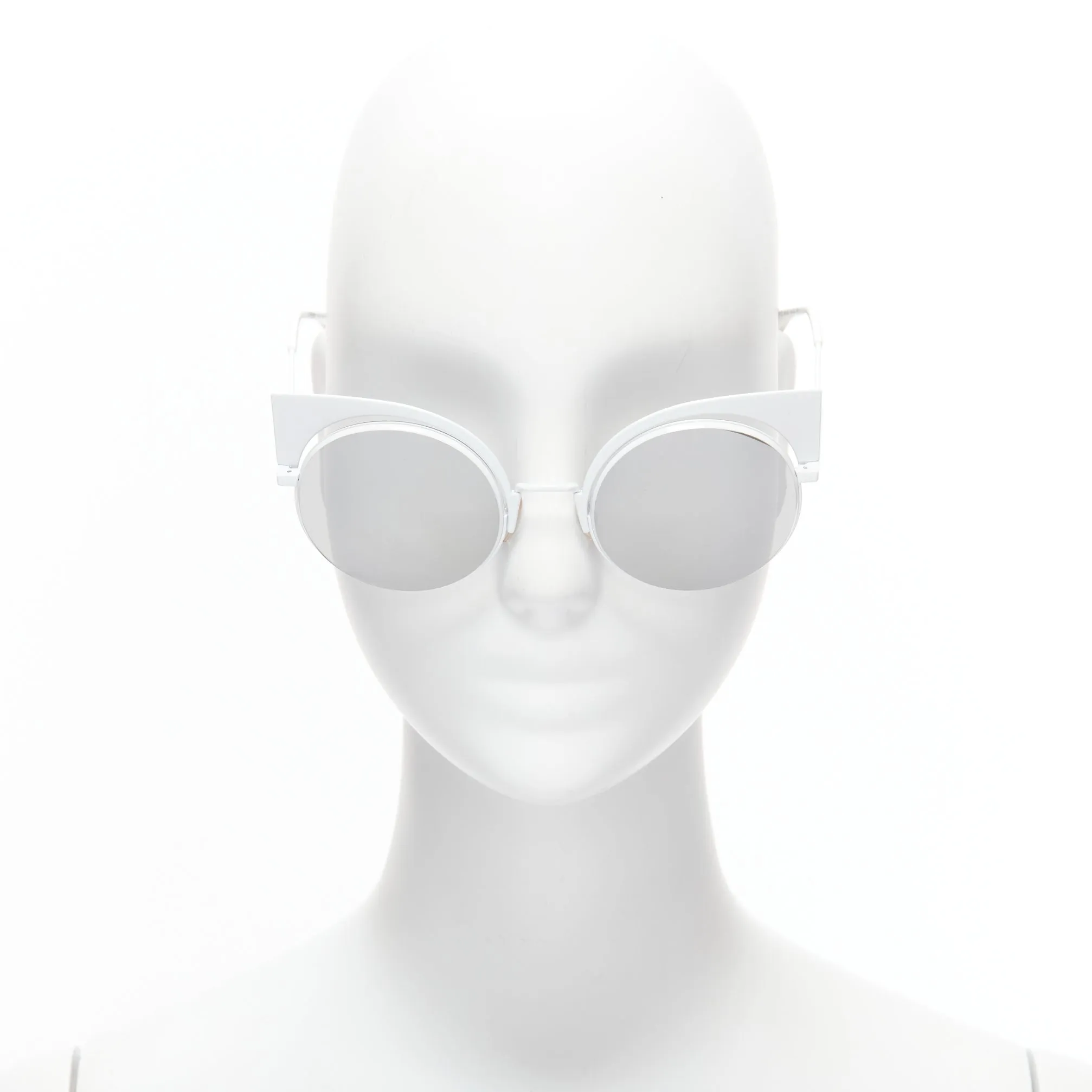 FENDI 0177S white metal logo grey gradient cat eye sunglasses
