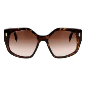 Fendi Bold FF Havana Brown and Black Acetate Geometric Frame Sunglasses