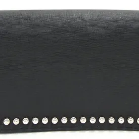 FENDI Chain Karl Lagerfeld 8M0346 Black Leather Shoulder Studs Ladies
