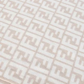 Fendi Cream Beige Logo Wool Scarf