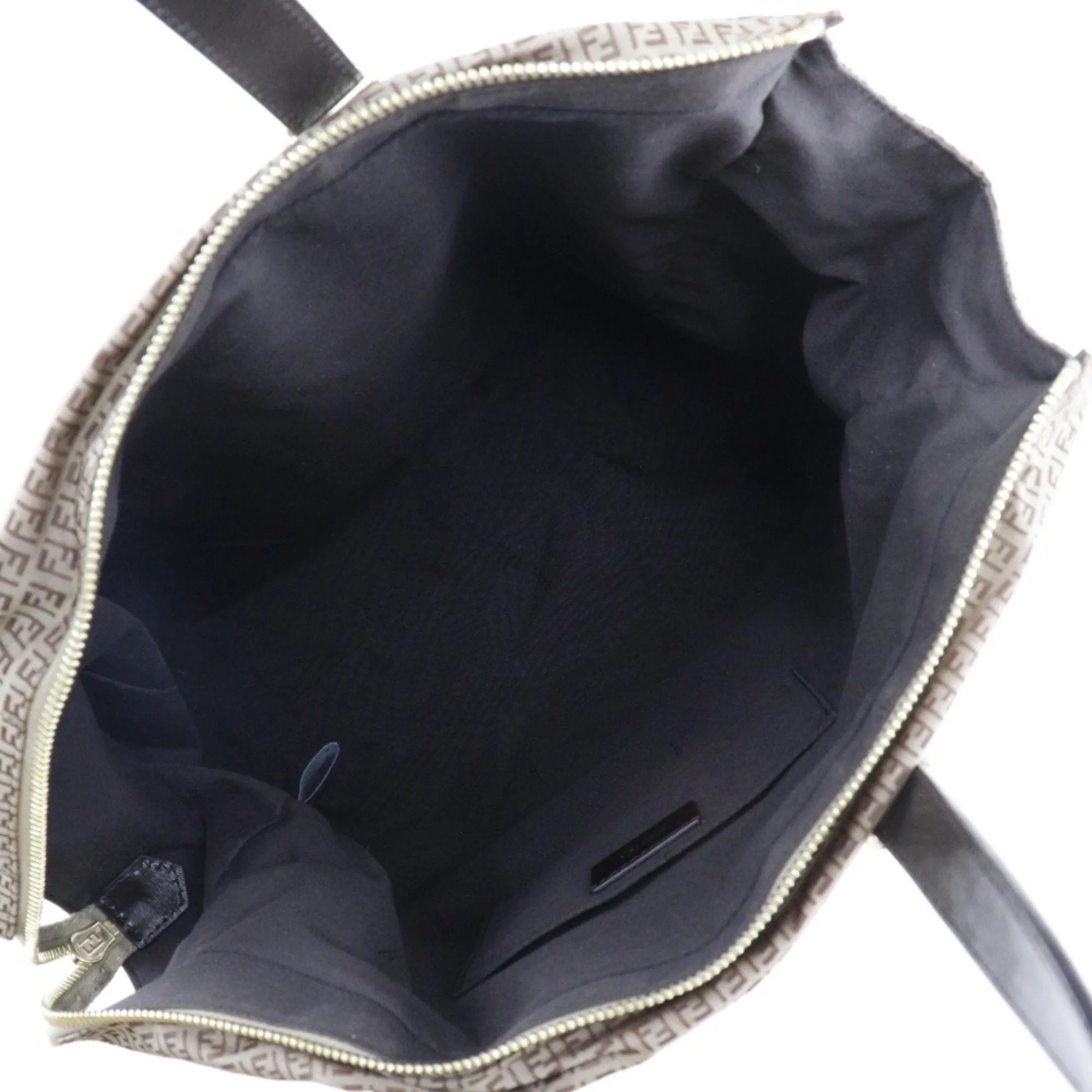 FENDI Micro Zucchini Tote Bag Nylon x Calf Brown Women's