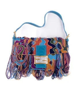 Fendi Multicolored Beaded Embroidered Baguette