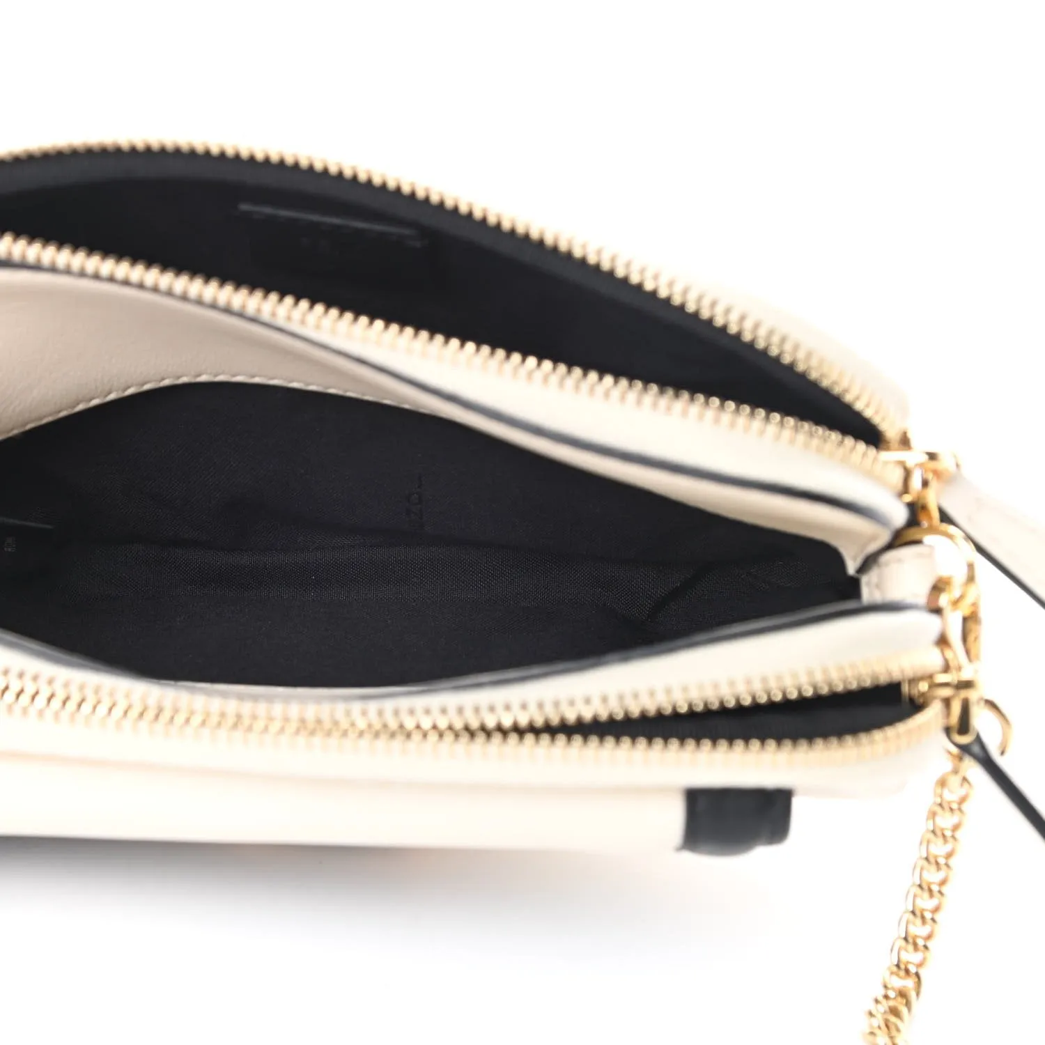Fendi Vitello Grace Matte Bicolor Easy Baguette Black White 8BS044