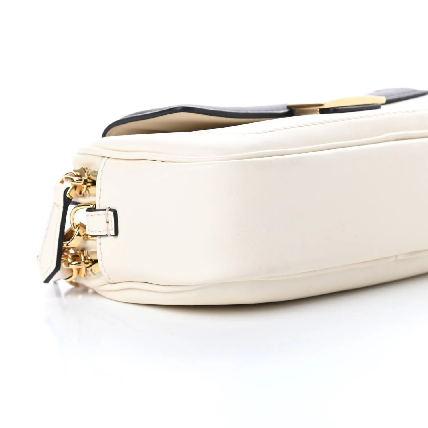 Fendi Vitello Grace Matte Bicolor Easy Baguette Black White 8BS044
