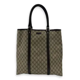 GG Supreme Vertical Brown Tote Bag in Coated Canvas, Gold hardware