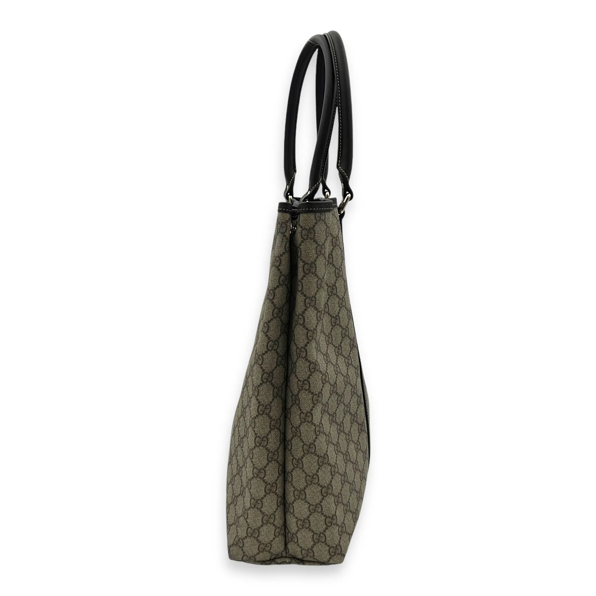 GG Supreme Vertical Brown Tote Bag in Coated Canvas, Gold hardware