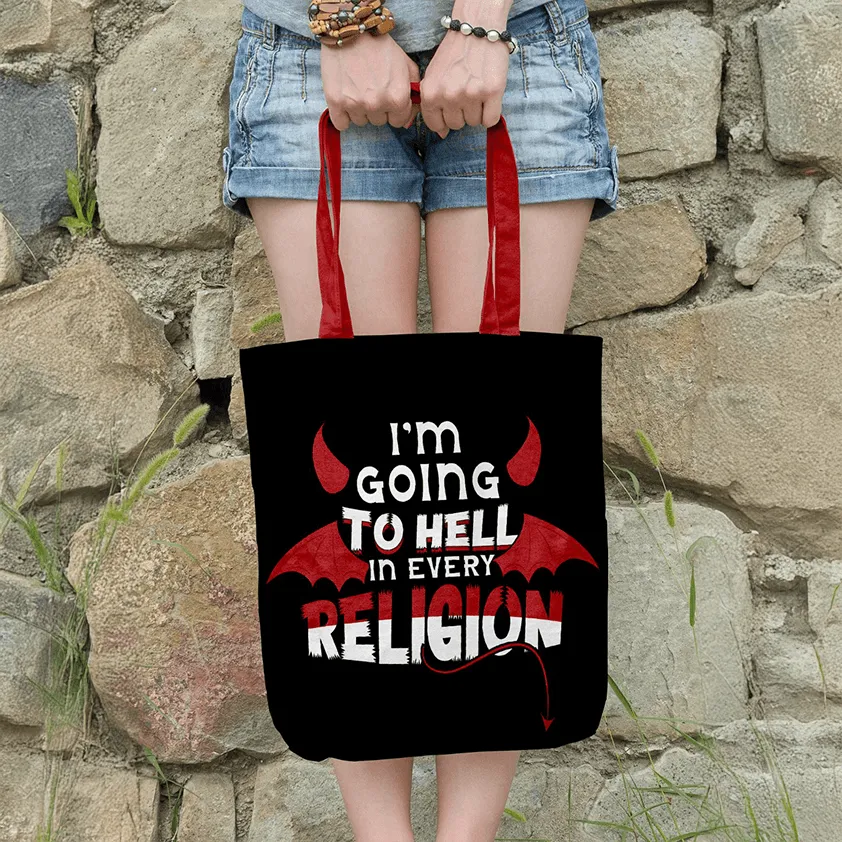 Going To Hell Tote Bags
