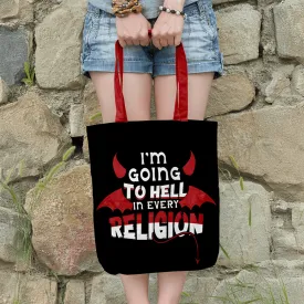 Going To Hell Tote Bags