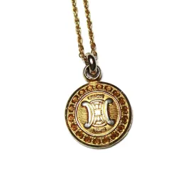 Gold Celine Detailed Logo Coin Pendent Chain