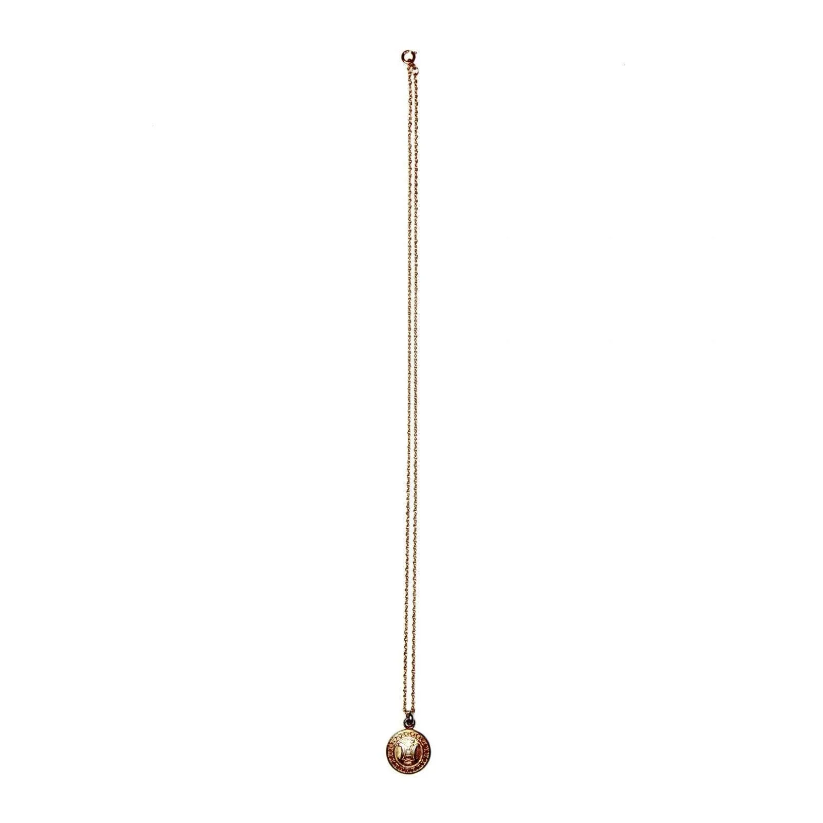 Gold Celine Detailed Logo Coin Pendent Chain