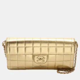 Gold Leather Chocolate Bar Shoulder Bag