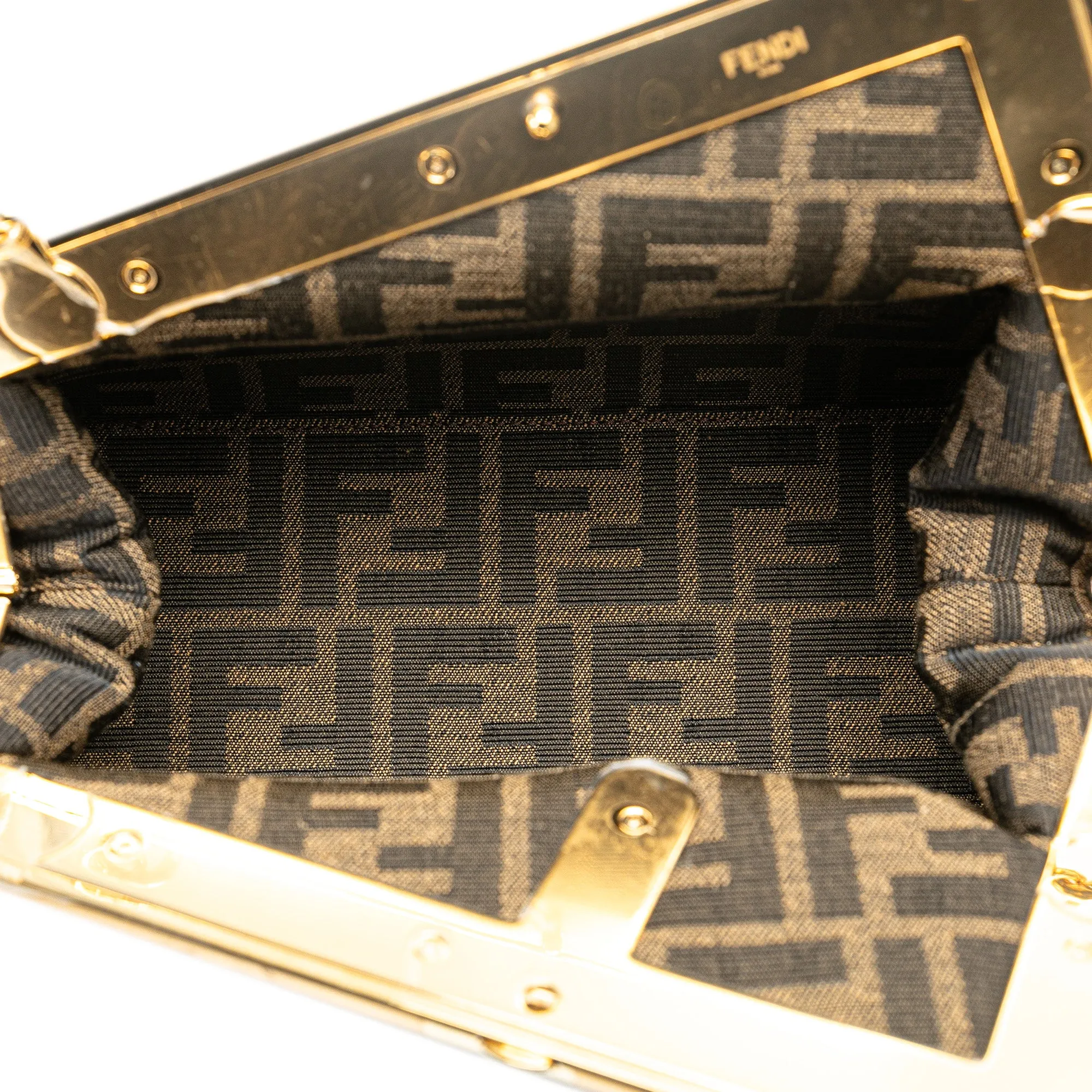 Gray Fendi Small Shearling Fendi First Crossbody Bag