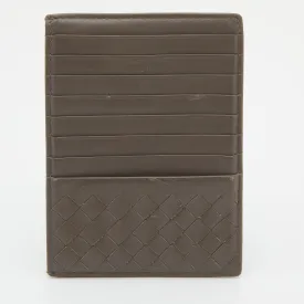 Grey Intrecciato Leather Card Holder