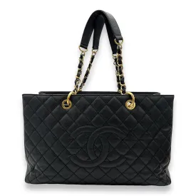 GST XL Black Tote Bag in Caviar Leather, Gold hardware