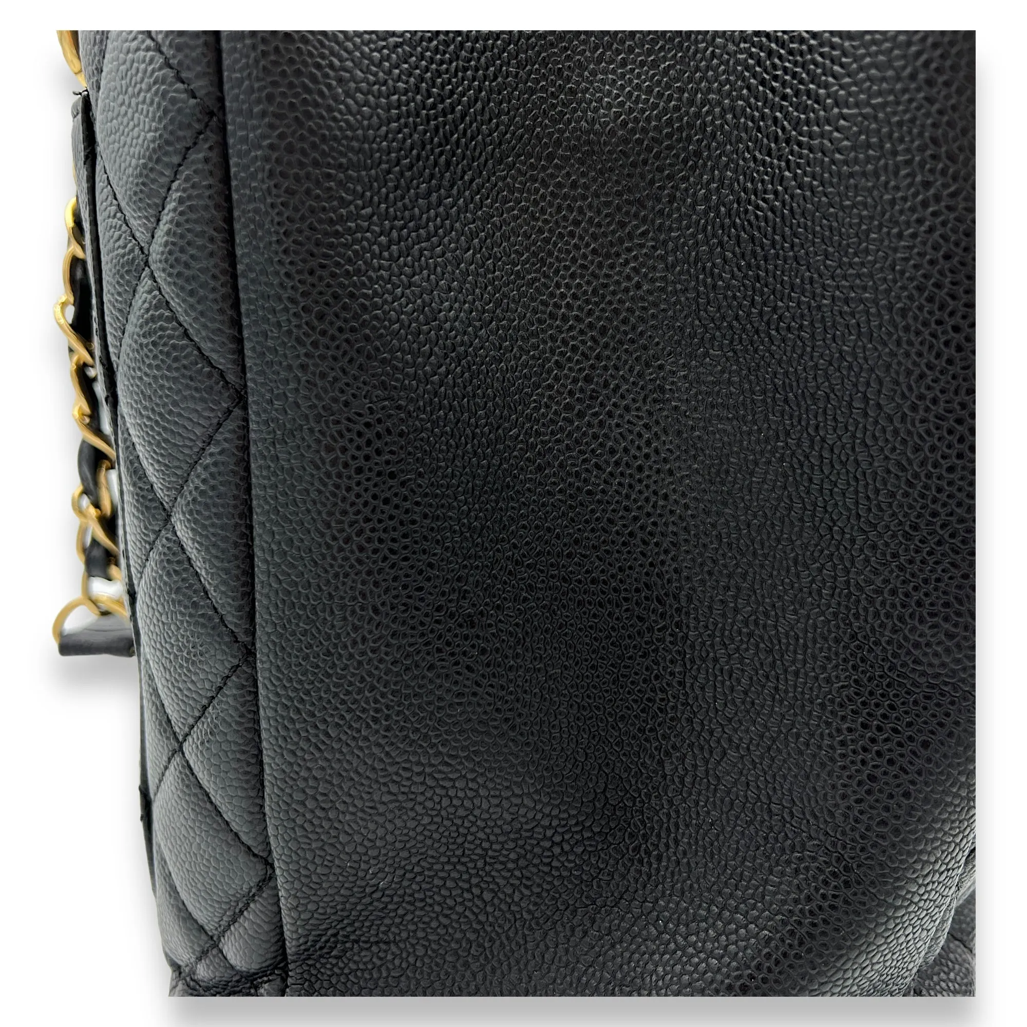 GST XL Black Tote Bag in Caviar Leather, Gold hardware