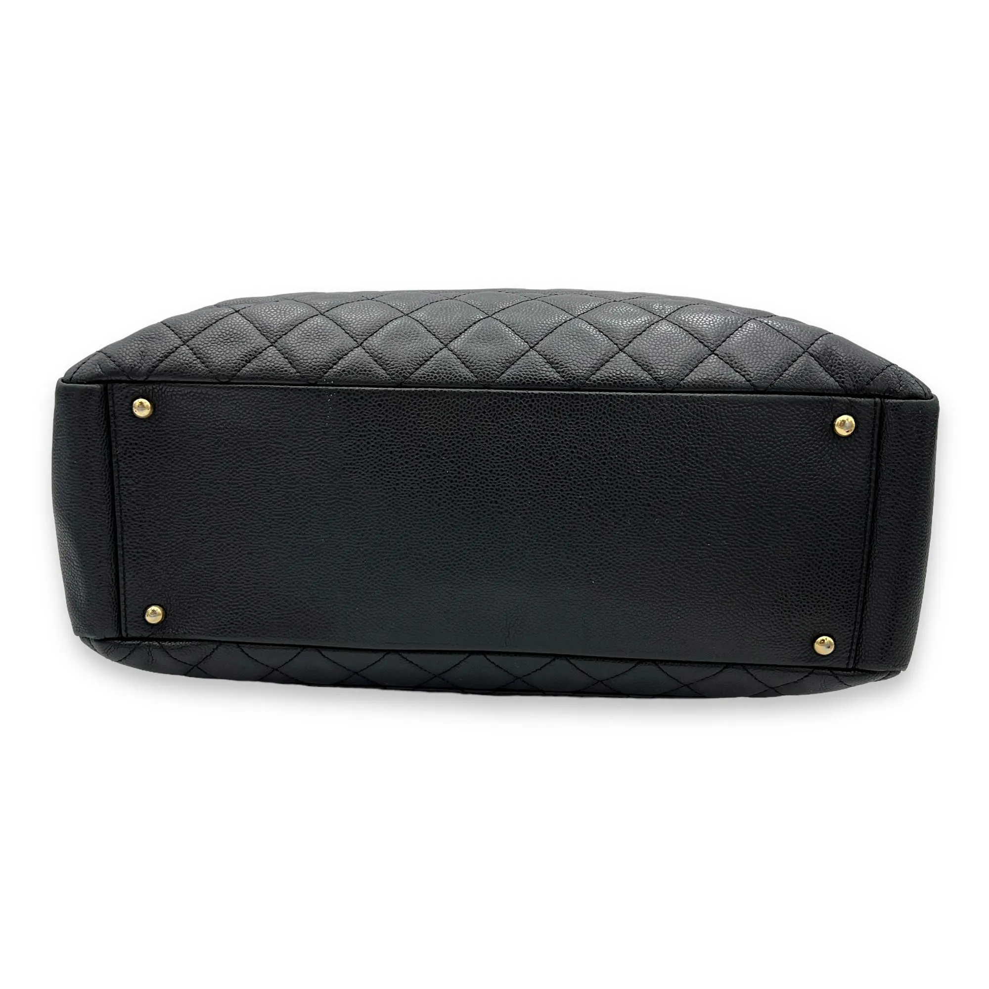 GST XL Black Tote Bag in Caviar Leather, Gold hardware