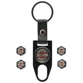 Harley-Davidson Vintage Genuine Motor Oil Valve Stem Covers & Key Chain PL4531