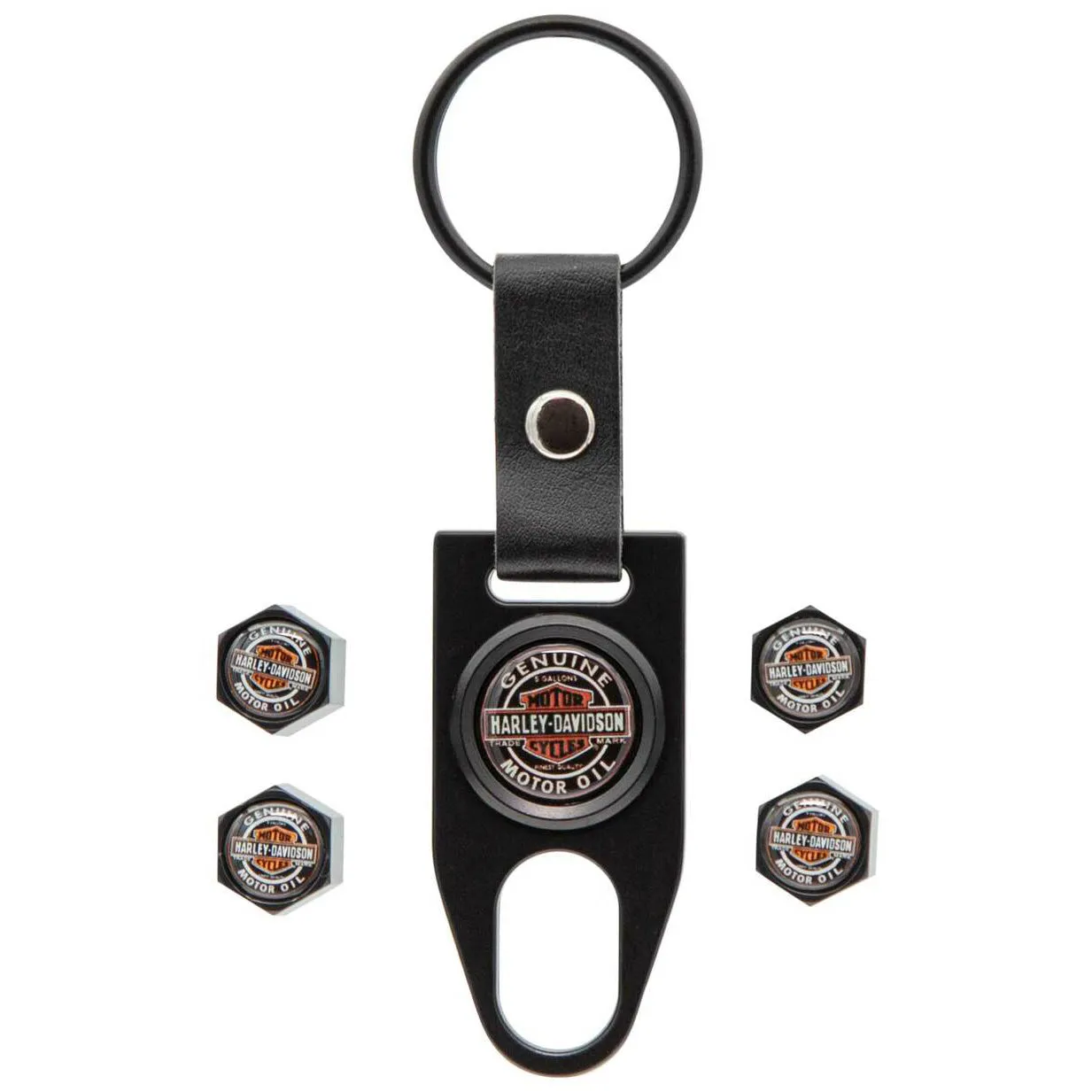 Harley-Davidson Vintage Genuine Motor Oil Valve Stem Covers & Key Chain PL4531