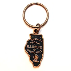 Illinois Key Chain - High Quality Thick Metal State Key Ring