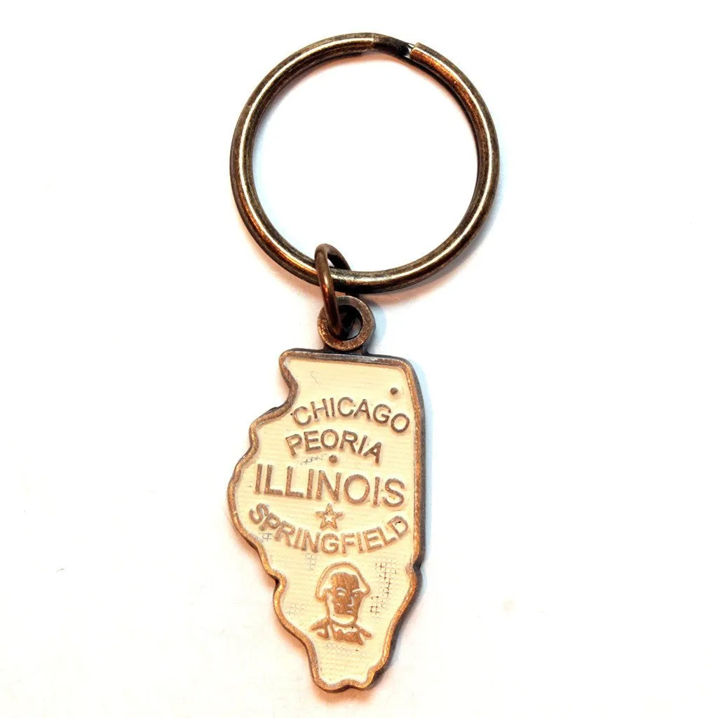 Illinois Key Chain - High Quality Thick Metal State Key Ring