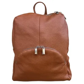 Italian Leather Medium Backpack in Dark Tan