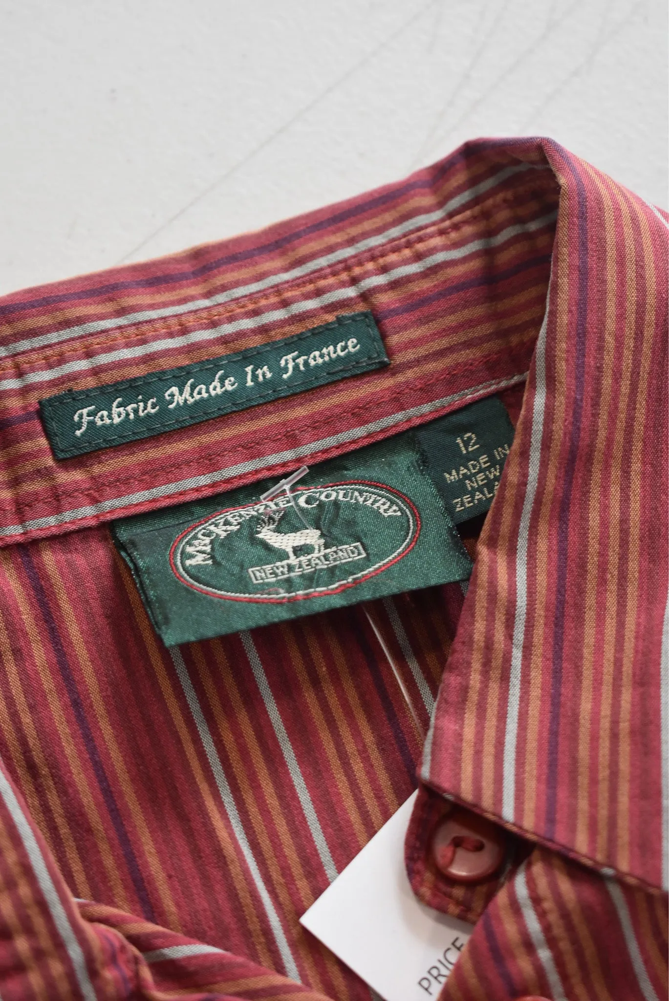 Mackenzie Country NZ made striped blouse, 12
