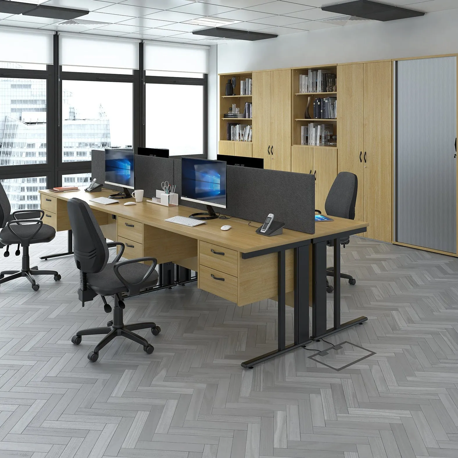 Maestro 25 - Shallow 2 Drawer Fixed Pedestal for 600mm Deep Desks