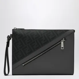 Men's Diagonal Pouch In Ff Canvas in Grey | 7VA491AJF8