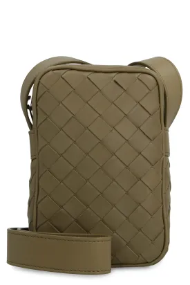 Men's Leather Smartphone Case/shoulder Bad in Khaki | 743214VCPQ3 Color 2877