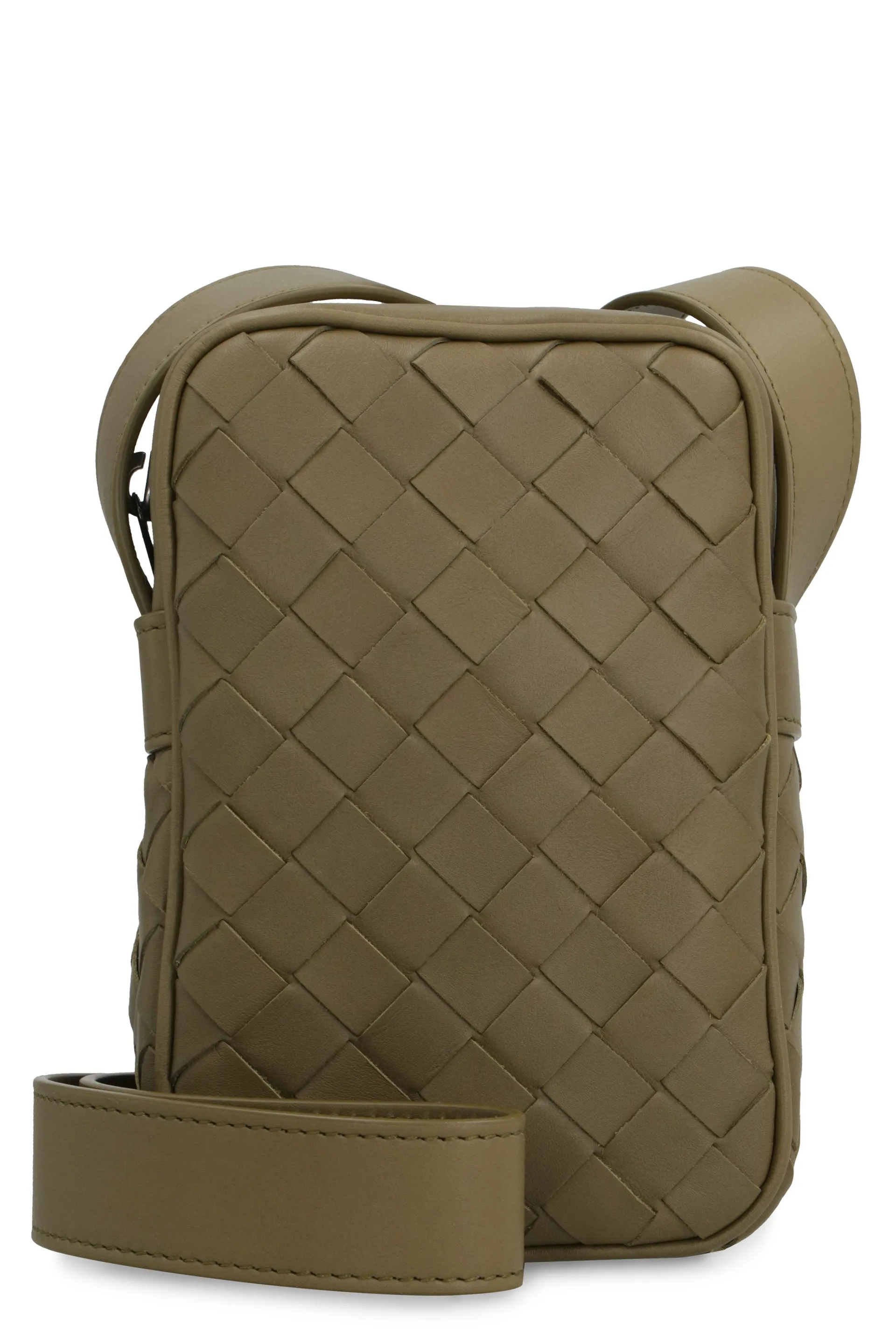 Men's Leather Smartphone Case/shoulder Bad in Khaki | 743214VCPQ3 Color 2877