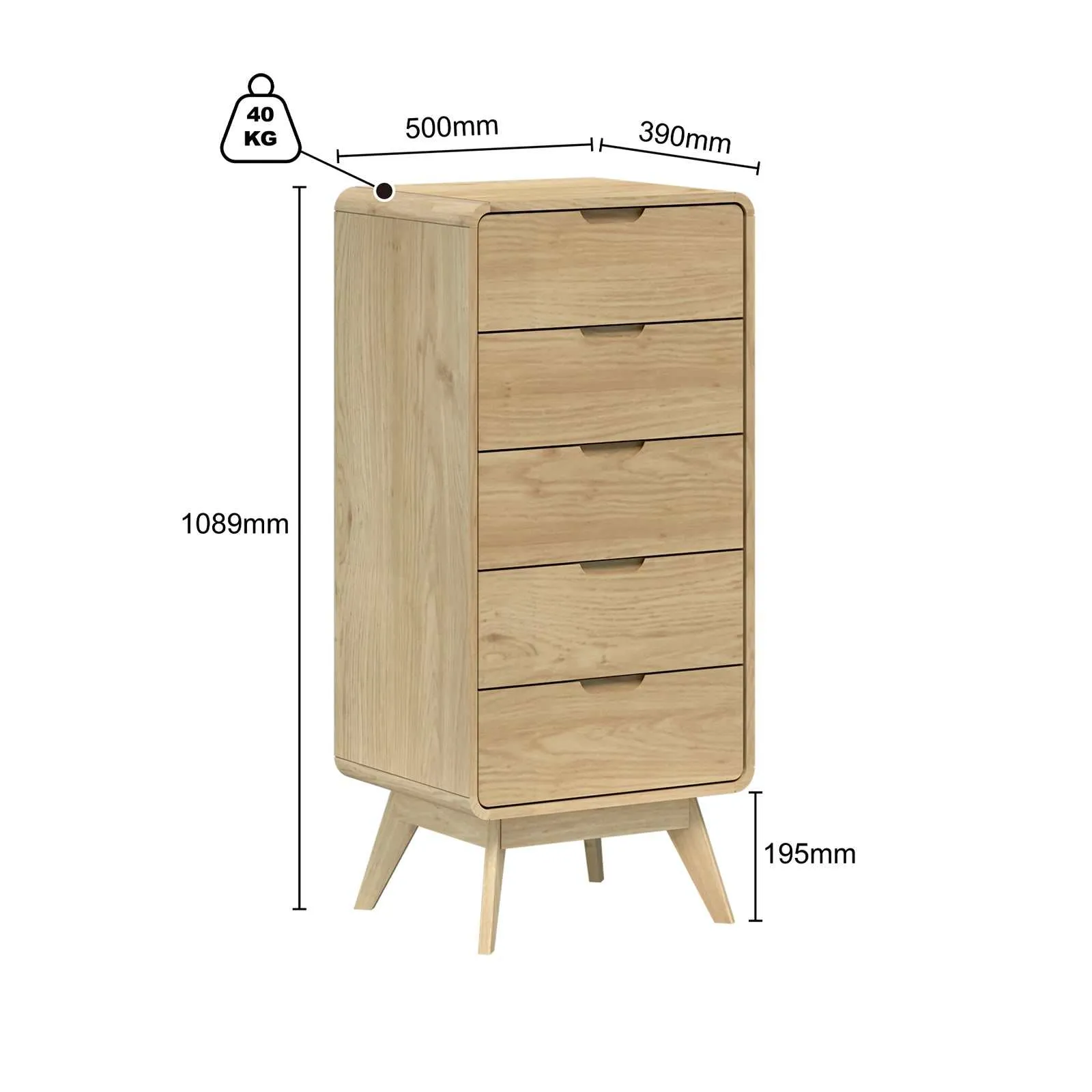 MerryLuk Tallboy Dresser 5 Drawers
