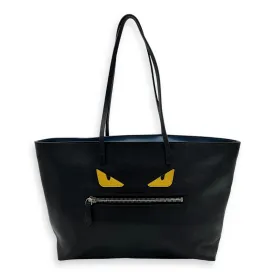 Monster Tote Bag Black in Calfskin, Silver hardware