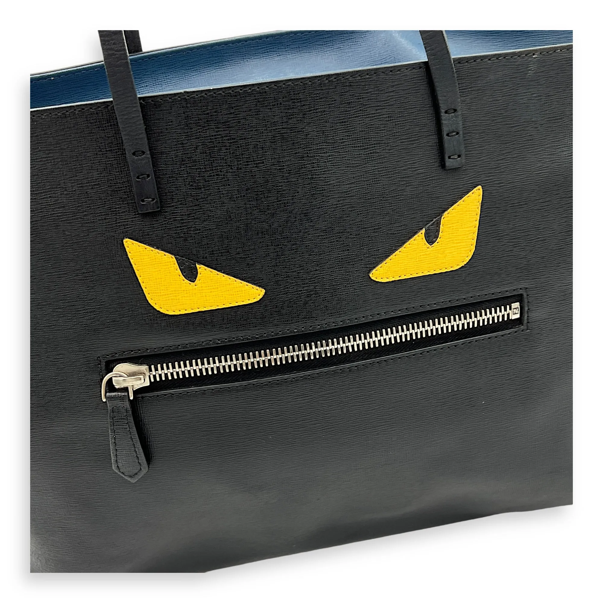 Monster Tote Bag Black in Calfskin, Silver hardware