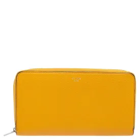Mustard Yellow Leather Zip Around Wallet