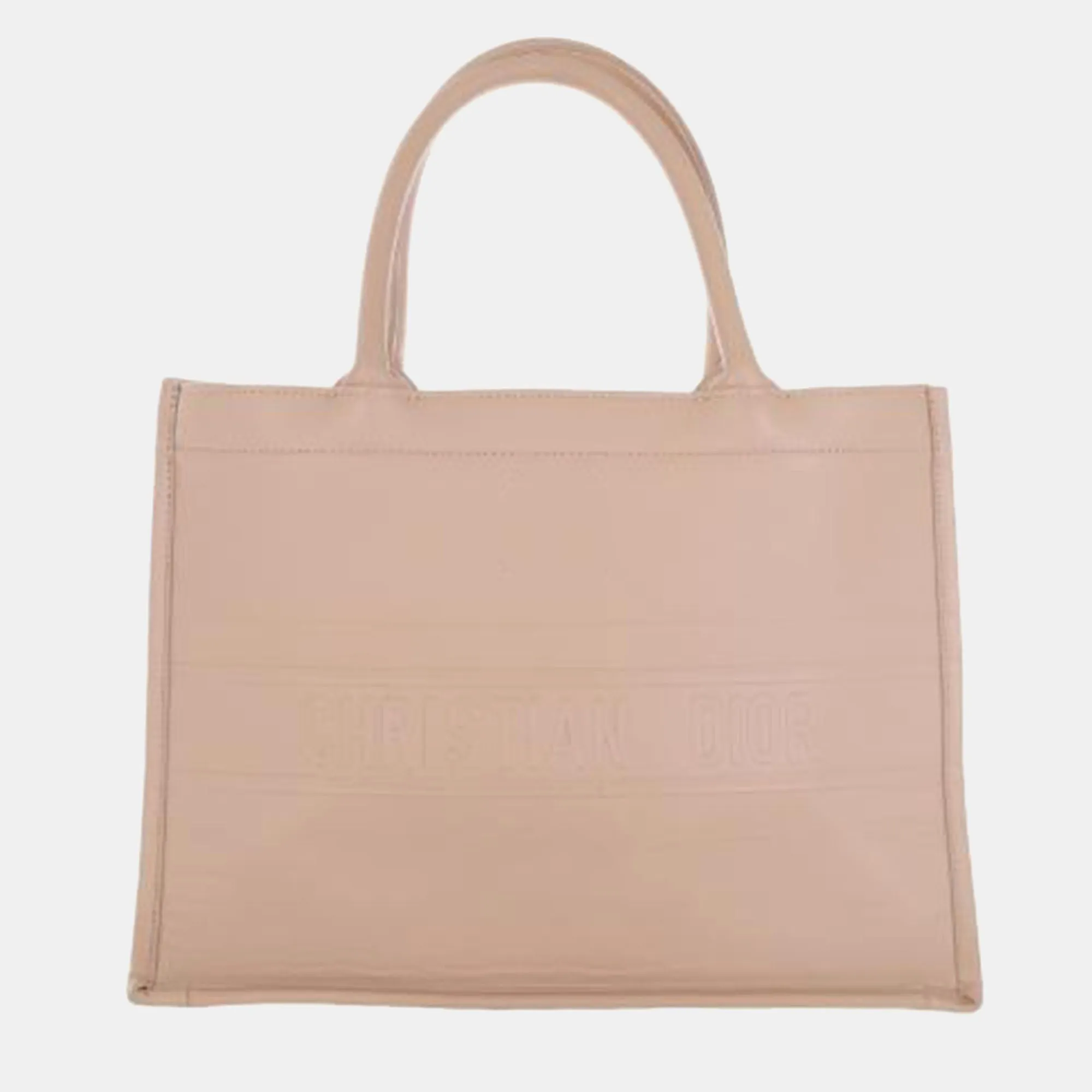 Nude Leather Medium Book Tote Bag