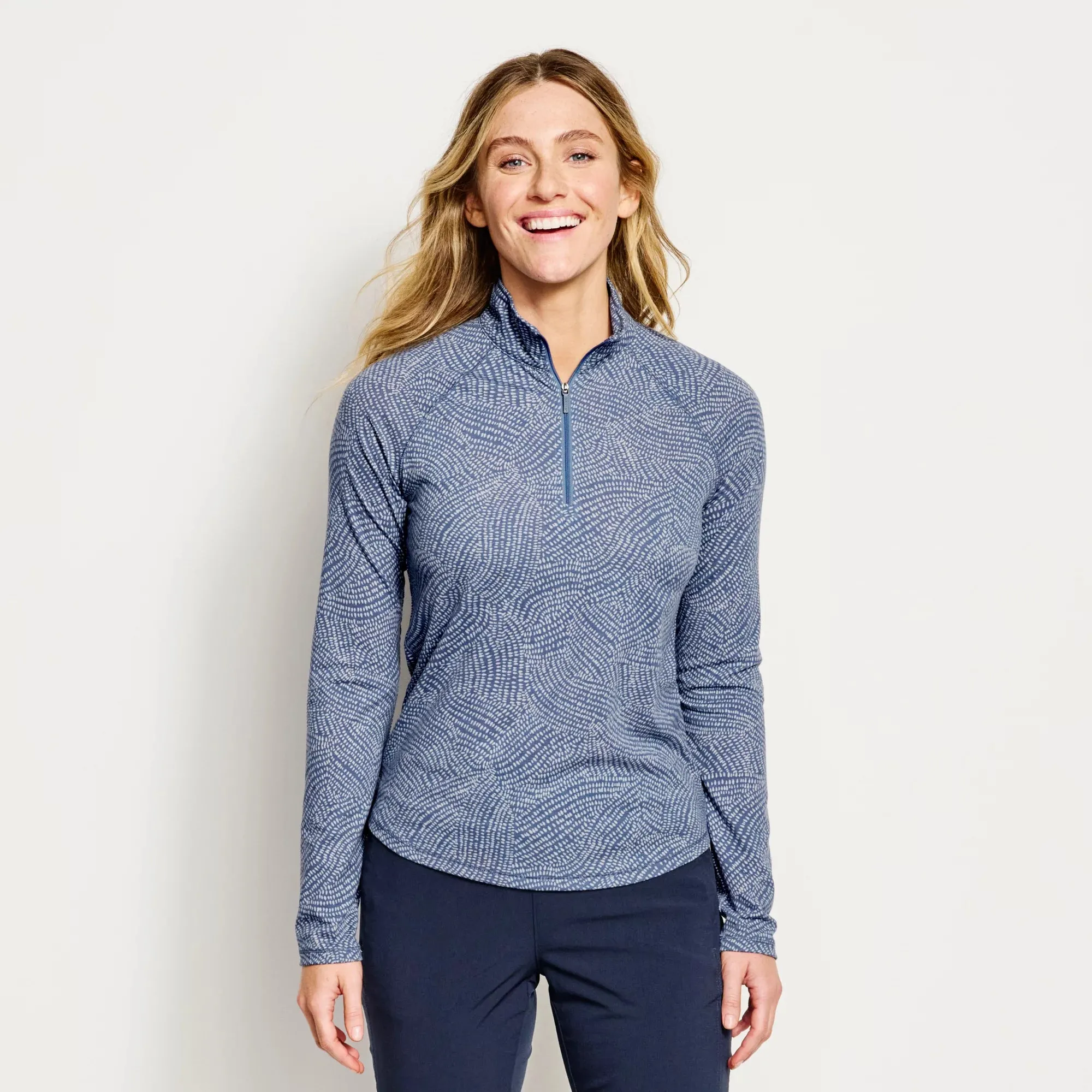 Orvis Women's Dricast Printed Quarter-Zip - Punch Stamp Leaf