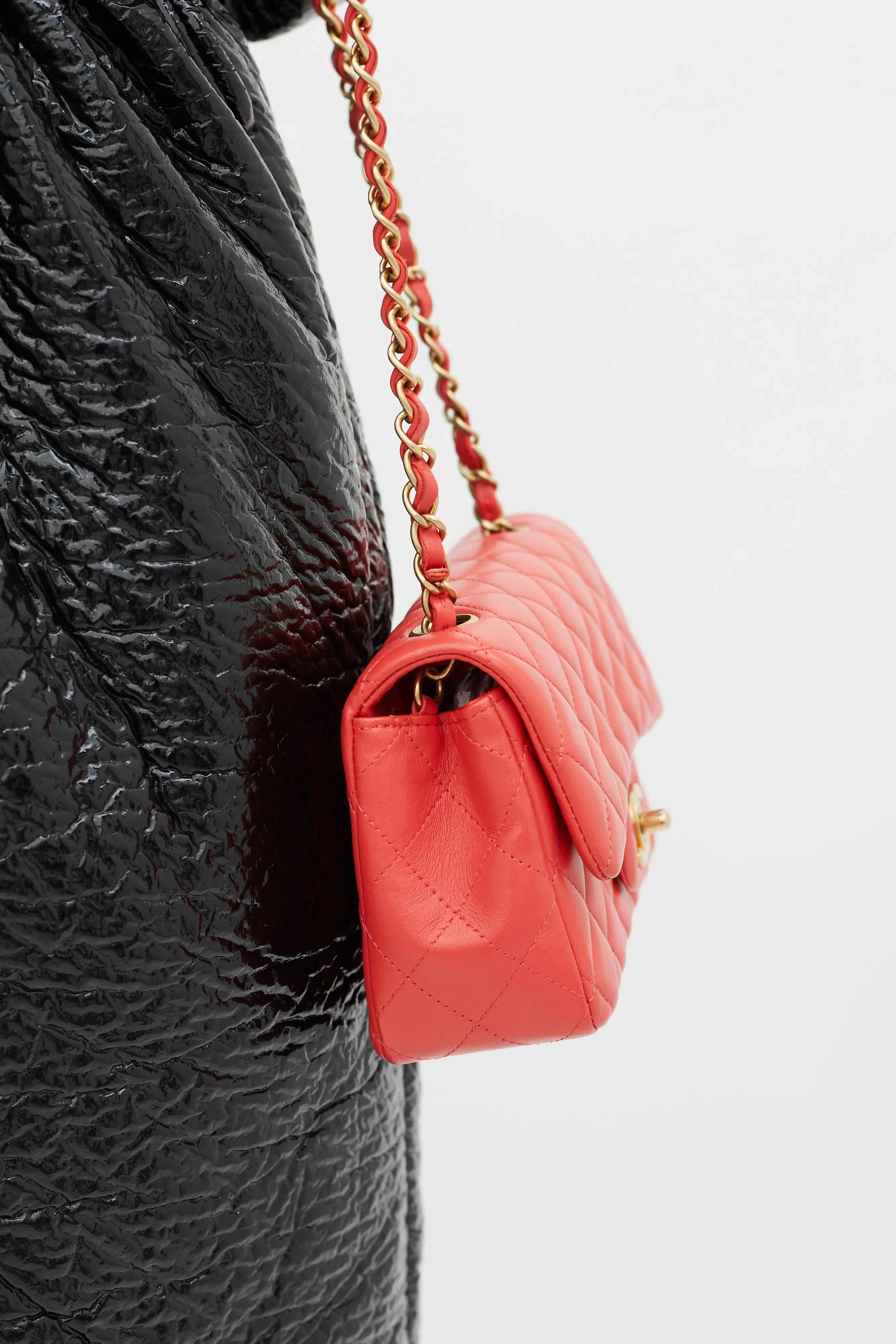 Pink Quilted Leather Mini Flap Shoulder Bag