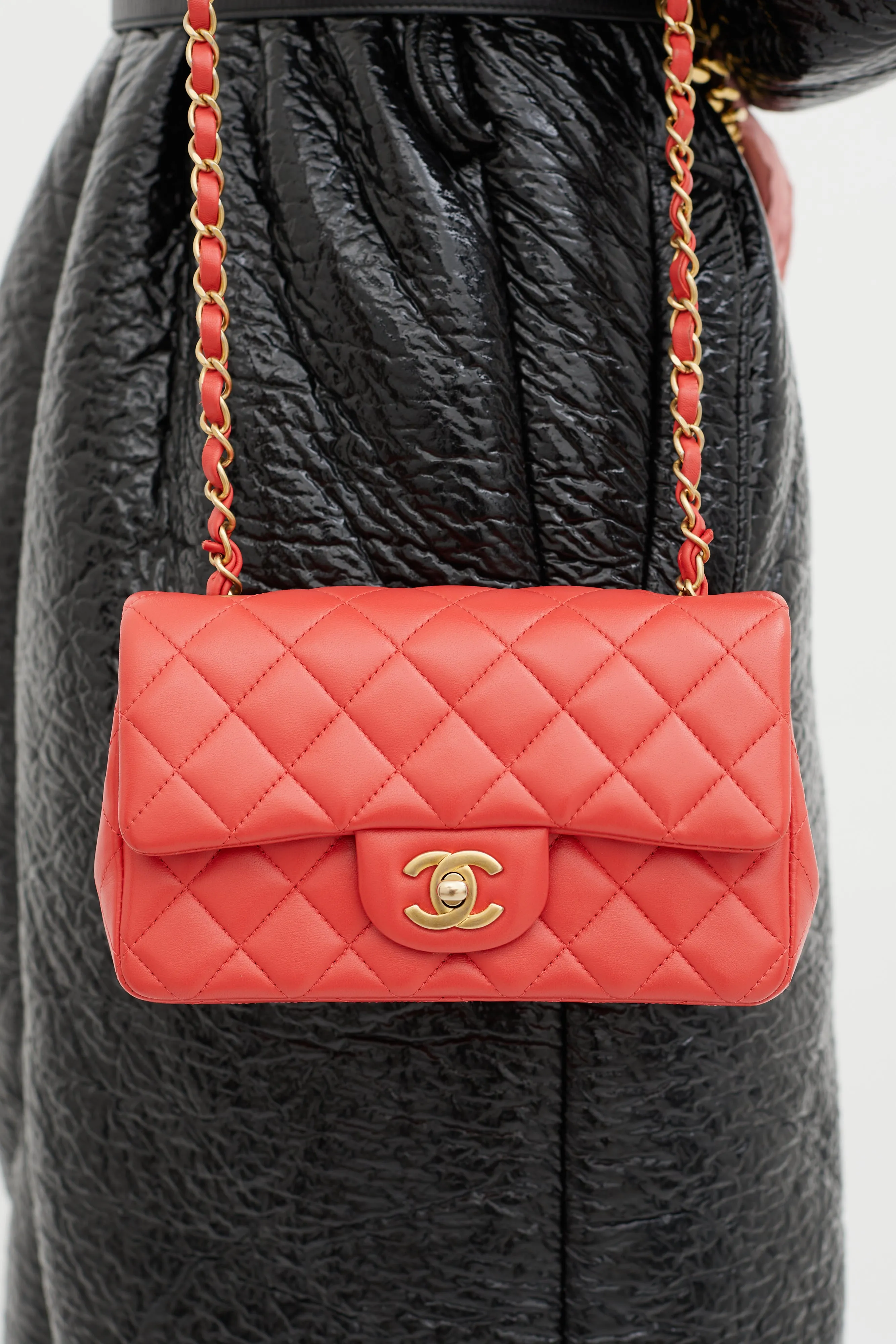 Pink Quilted Leather Mini Flap Shoulder Bag
