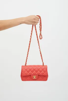 Pink Quilted Leather Mini Flap Shoulder Bag