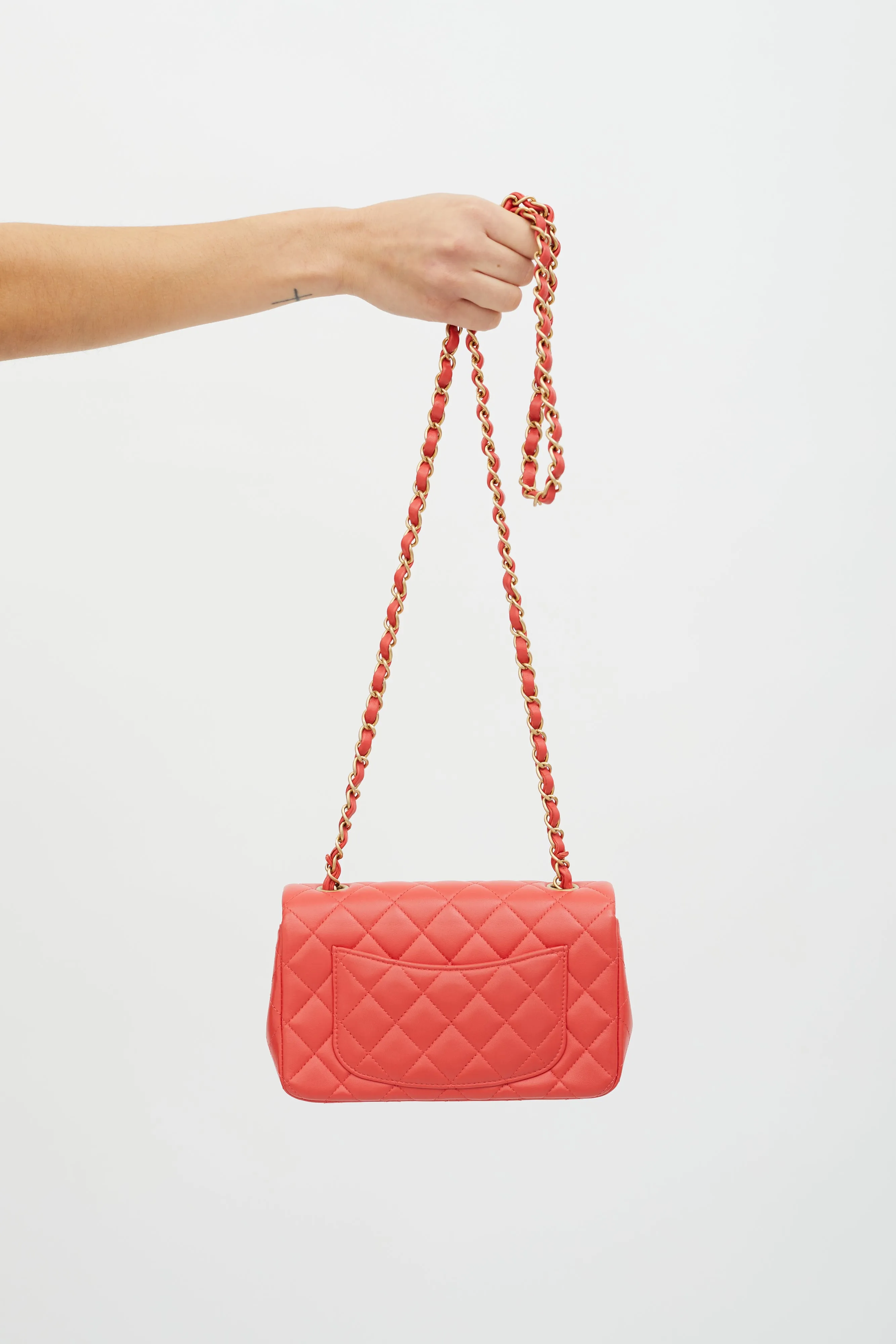 Pink Quilted Leather Mini Flap Shoulder Bag