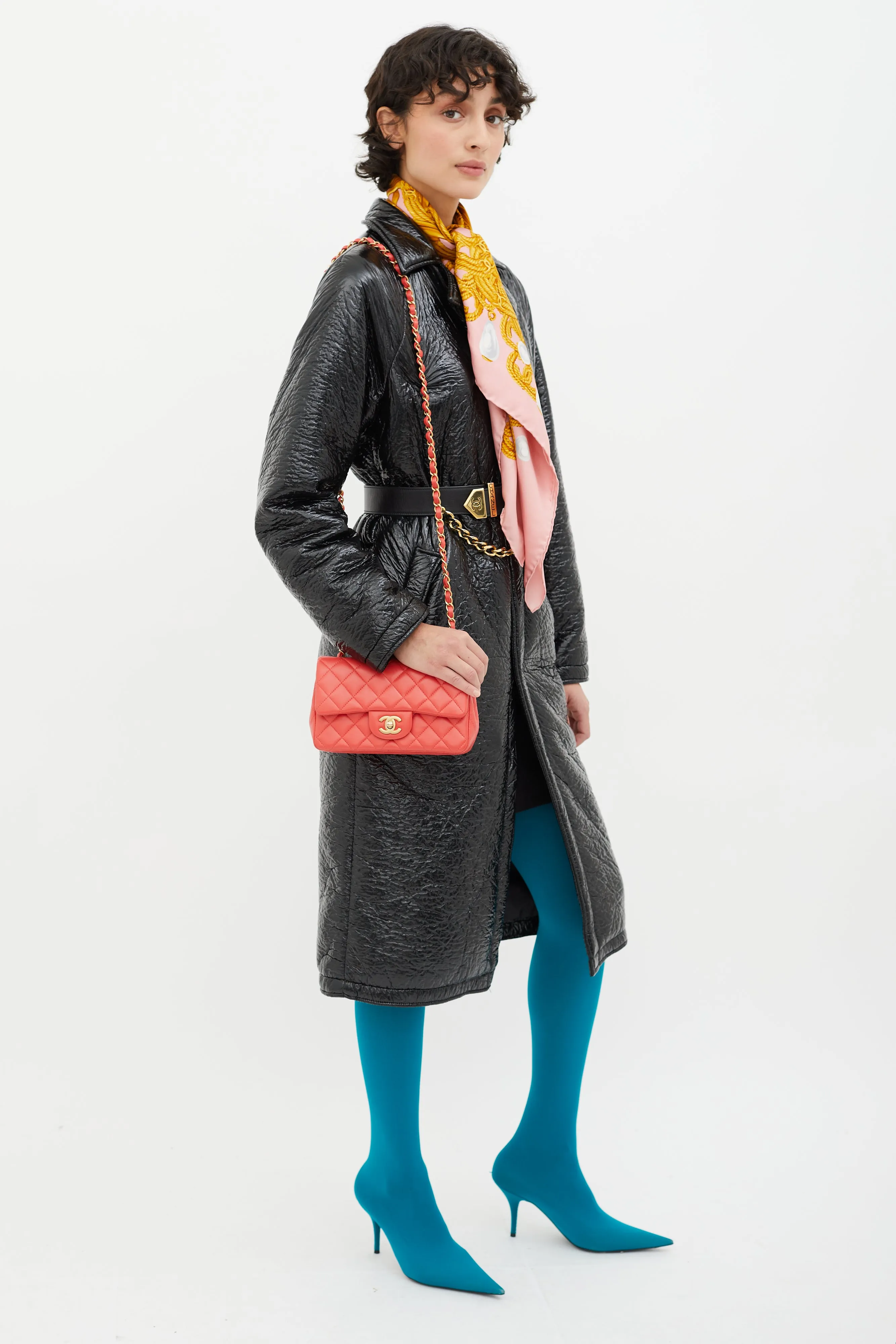 Pink Quilted Leather Mini Flap Shoulder Bag